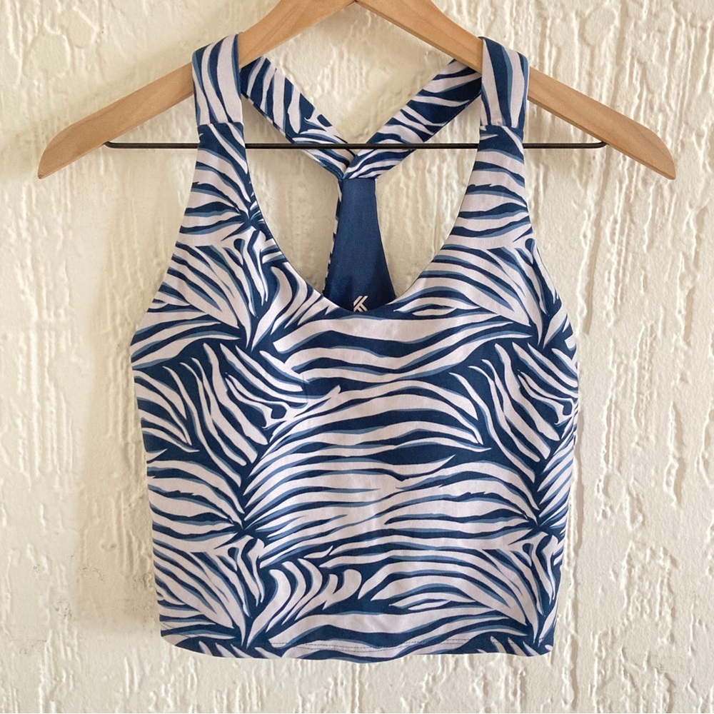 Kyodan Blue Striped Sports Bra Crop Top Size Medium